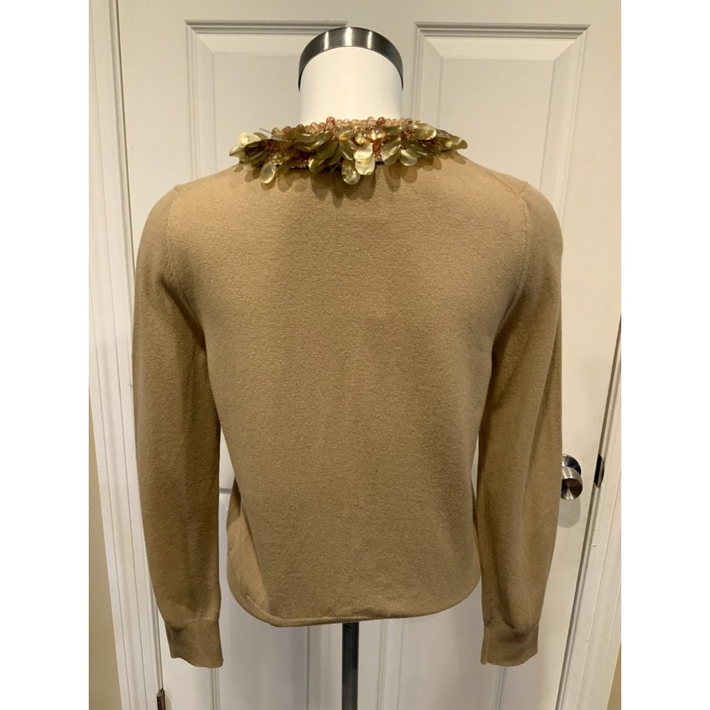 Marc Jacobs Tan Button-up Cardigan W/ Jewel Collar, Size Small - Picture 5 of 7